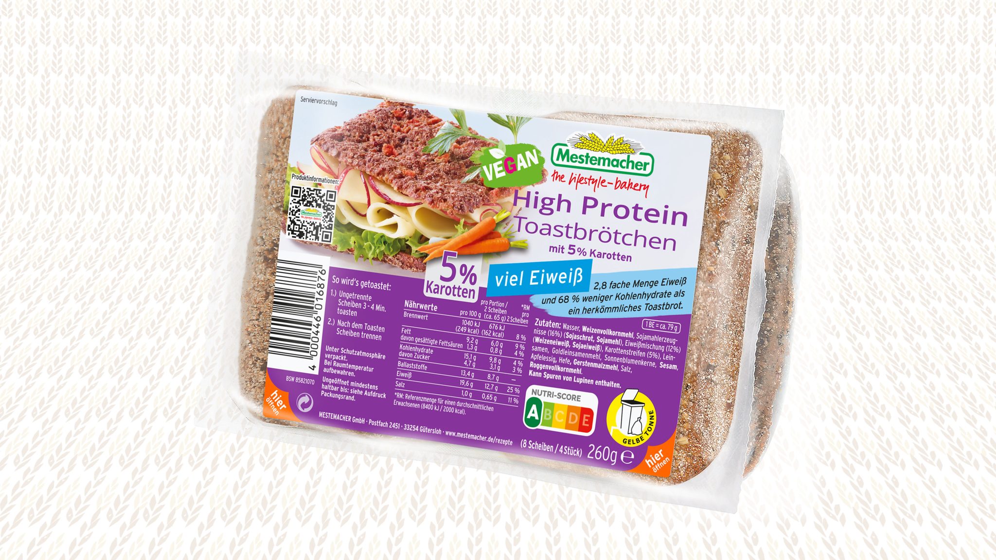 Mestemacher High Protein Toastbr Tchen Mit Karotten Mestemacher De